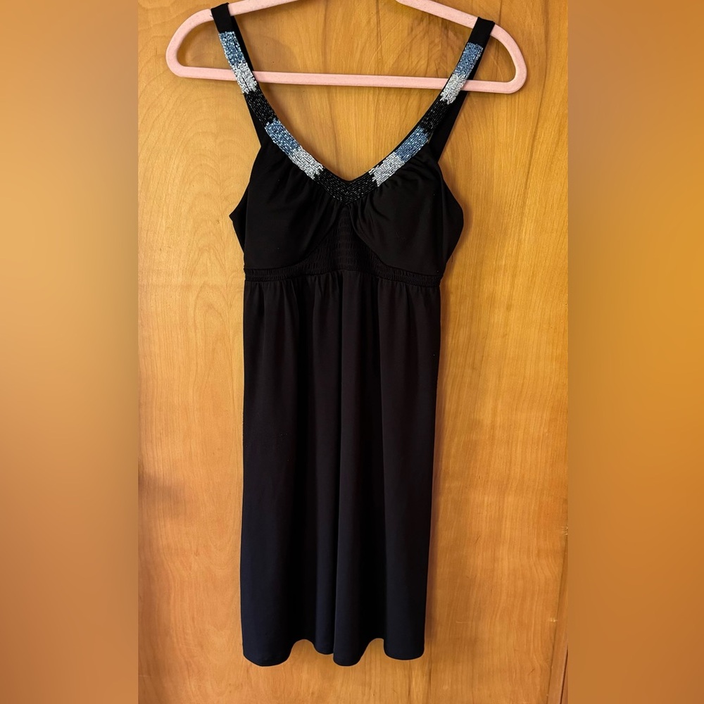 Black blue beaded summer dress women’s size small 2 -4  clearance priced…